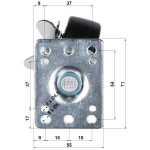 LOCKABLE CASTOR A19-K-N TO RACK CABINET