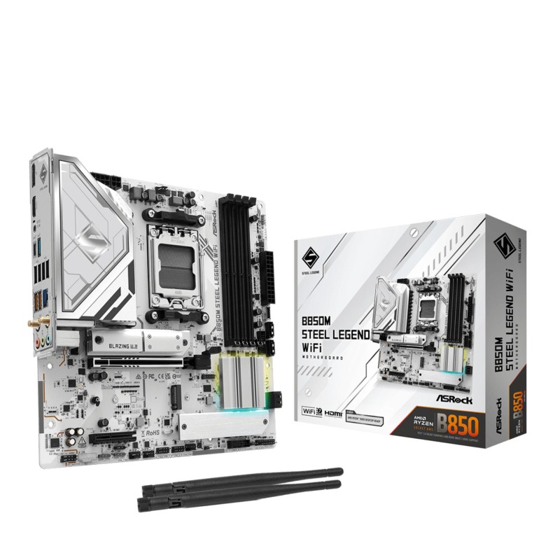 Mainboard|ASROCK|AMD B850|SAM5|Micro-ATX|Memory DDR5|Memory slots 4|4xPCI-Express 4.0 4x |1xPCI-Express 5.0 16x|1xM.2|1xHDMI|1xD
