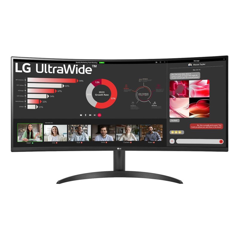 LCD Monitor|LG|34"|Curved/21 : 9|Panel VA|3440x1440|21:9|100 Hz|5 ms|Tilt|34WR50QK-B