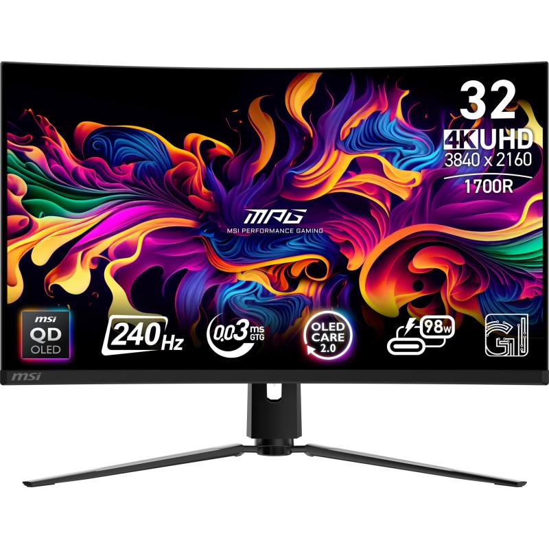 Monitor|MSI|MPG 321CURX QD-OLED|31.5"|Gaming/Curved/4K|Panel QD-OLED|3840x2160|16:9|240 Hz|0.03 ms|MPG321CURXQD-OLED