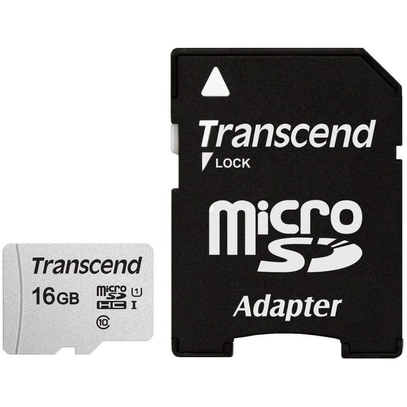 MEMORY MICRO SDHC 16GB W/ADAP/C10 TS16GUSD300S-A TRANSCEND