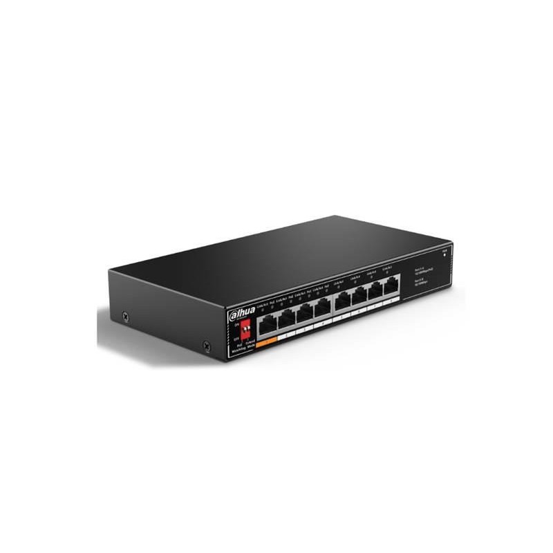 Switch|DAHUA|Desktop/pedestal|8x10Base-T / 100Base-TX|PoE ports 4|60 Watts|SF1008LP