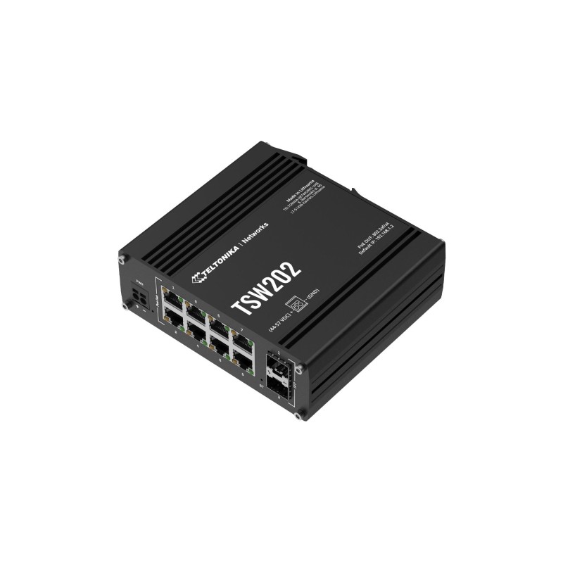 Switch|TELTONIKA|TSW202|Type L2|2xSFP|8xRJ45|PoE+ ports 8|240 Watts|TSW202