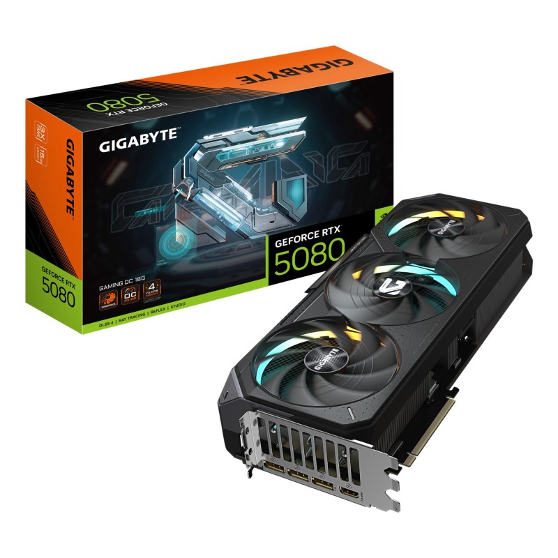 Graphics Card|GIGABYTE|NVIDIA GeForce RTX 5080|16 GB|GDDR7|256 bit|PCIE 5.0 16x|GPU 2617 MHz|Triple slot Fansink|1xHDMI|3xDispla