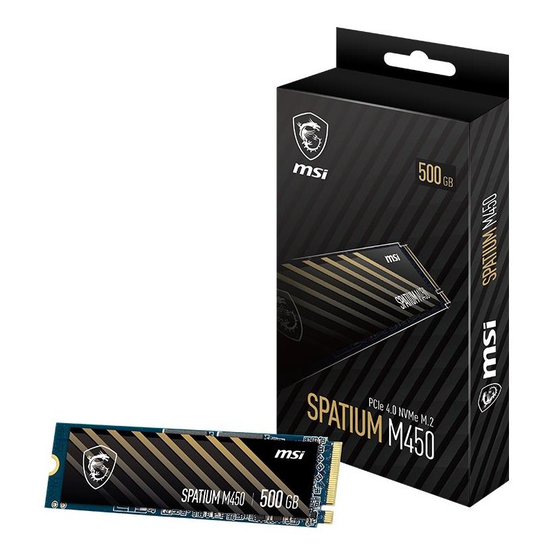 SSD|MSI|SPATIUM M450|500GB|M.2|PCIe Gen4|NVMe|3D NAND|Write speed 2300 MBytes/sec|Read speed 3600 MBytes/sec|2.15mm|TBW 300 TB|M