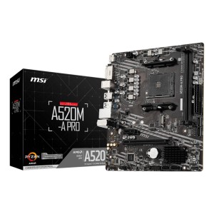 Mainboard|MSI|AMD A520|SAM4|MicroATX|1xPCI-Express 3.0 1x|1xPCI-Express 3.0 16x|1xM.2|Memory DDR4|Memory slots 2|1xDVI|1xHDMI|2x