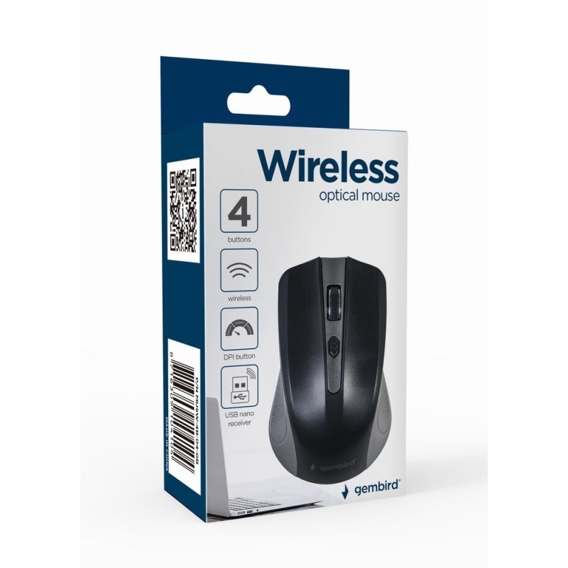 MOUSE USB OPTICAL WRL GREY/BLACK MUSW-4B-04-GB GEMBIRD
