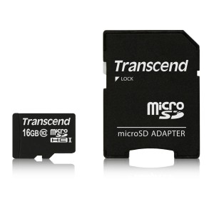 MEMORY MICRO SDHC 16GB W/ADAPT/CLASS10 TS16GUSDHC10 TRANSCEND