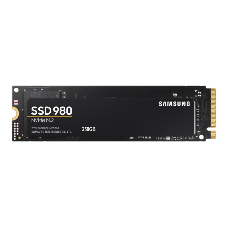 SSD|SAMSUNG|980|250GB|M.2|PCIE|NVMe|MLC|Write speed 1300 MBytes/sec|Read speed 2900 MBytes/sec|2.38mm|TBW 150 TB|MTBF 1500000 ho