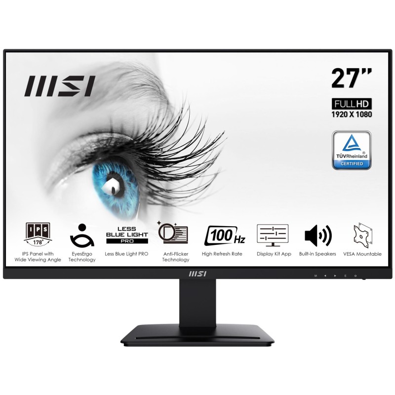 LCD Monitor|MSI|PRO MP273A|27"|Business|Panel IPS|1920x1080|16:9|100Hz|Matte|4 ms|Speakers|Tilt|Colour Black|PROMP273A