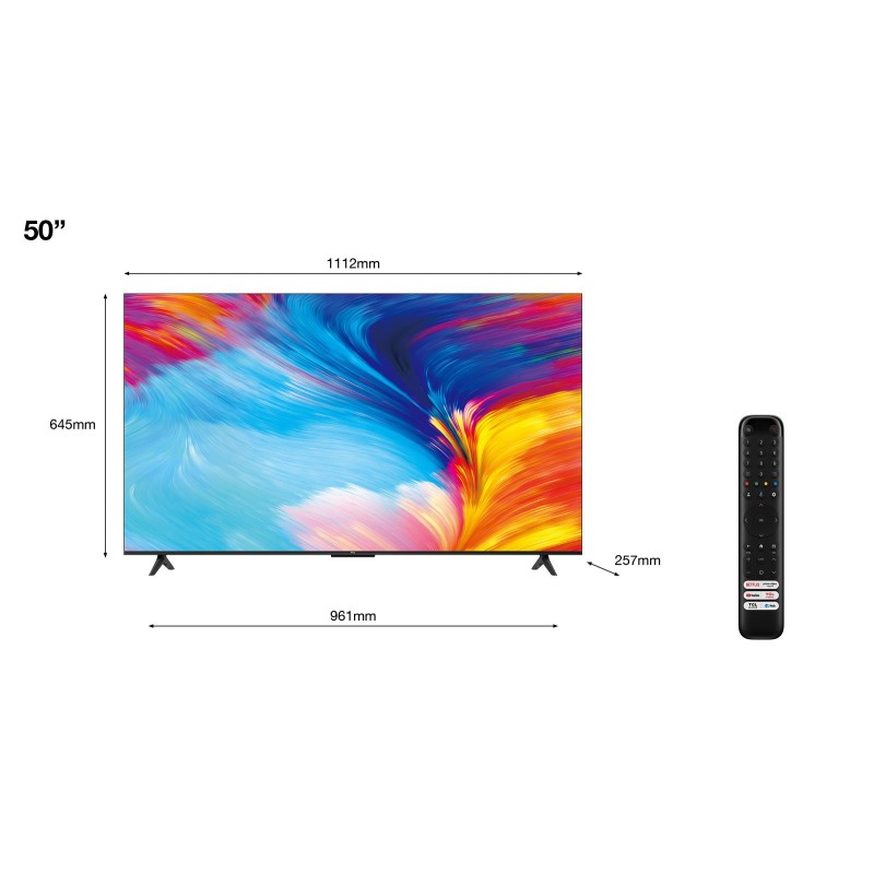 TV Set|TCL|50"|4K/Smart|3840x2160|Wireless LAN|Bluetooth|Google TV|Metallic|50P635