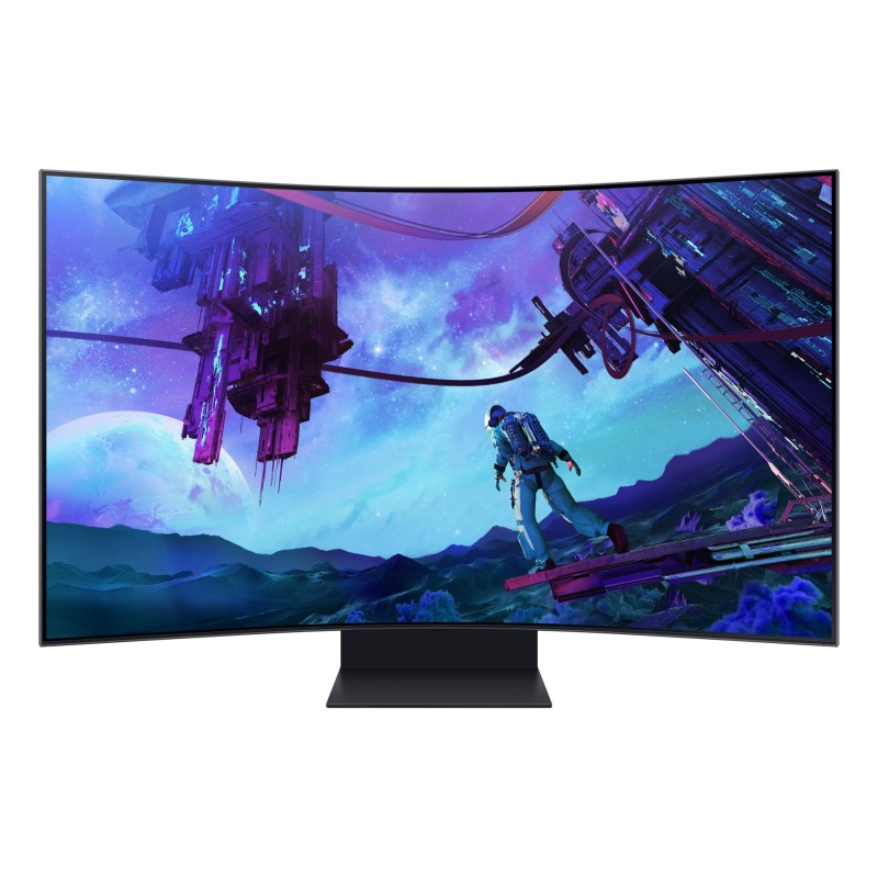 LCD Monitor|SAMSUNG|55"|Gaming/Curved|Panel VA|3840x2160|16:9|165Hz|Matte|1 ms|Speakers|Pivot|Height adjustable|Tilt|Colour Blac