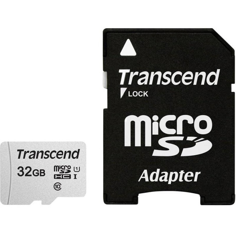 760557842071MEMORY MICRO SDHC 32GB W/ADAPT/C10 TS32GUSD300S-A TRANSCEND
