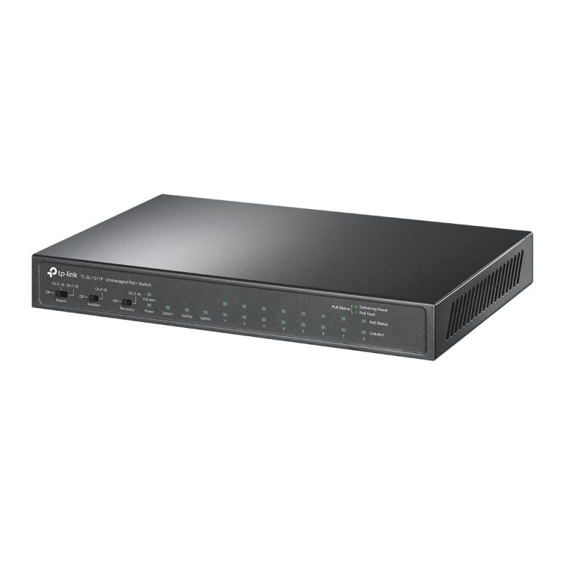 4895252500288Switch|TP-LINK|Desktop/pedestal|8x10Base-T / 100Base-TX|1xSFP|2xRJ45|PoE+ ports 8|65 Watts|TL-SL1311P