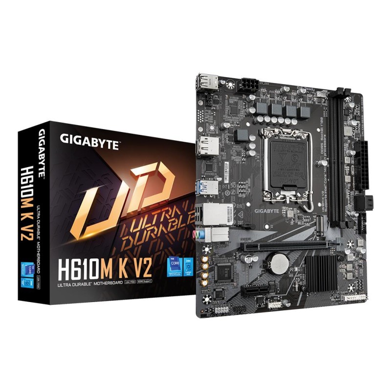 4719331860134Mainboard|GIGABYTE|Intel H610|LGA1700|Micro-ATX|Memory DDR5|Memory slots 2|1xPCI-Express 3.0 1x|1xPCI-Express 4.0 16x|1xM.2|1xHD