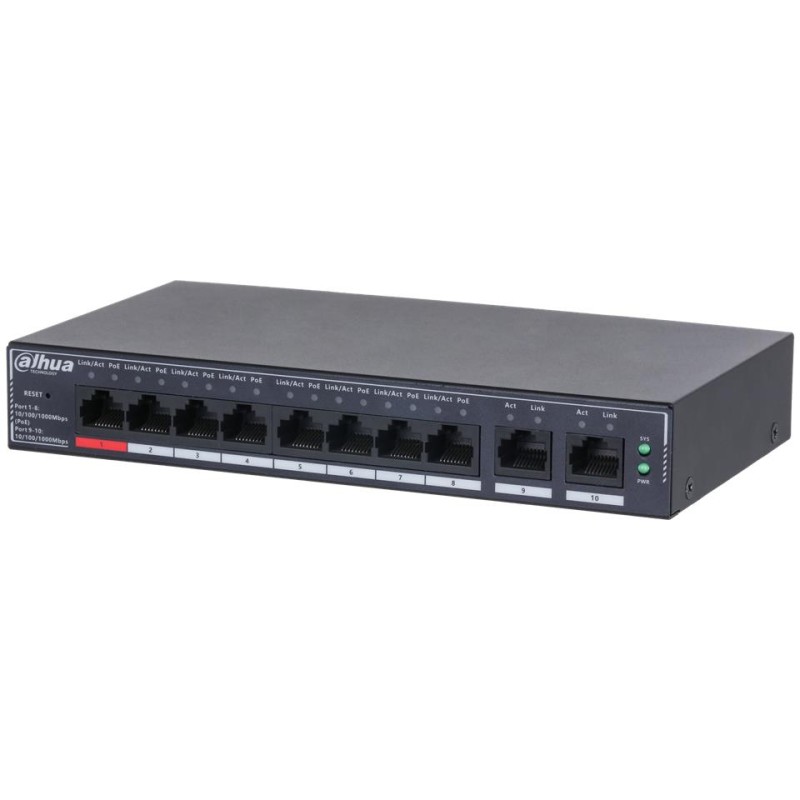 6939554904509Switch|DAHUA|DH-SG4010P|Switch layer L2|10xRJ-45 ports|RJ-45 Ports Type Gigabit Ethernet (10/100/1000)|8xPower over Ethernet (Po