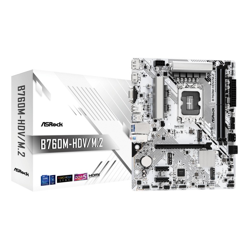 4710483943485Mainboard|ASROCK|Intel B760 Express|LGA1700|Micro-ATX|Memory DDR5|Memory slots 2|2xPCI-Express 3.0 1x|1xPCI-Express 4.0 16x|1xM.