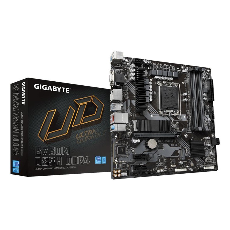 4719331850876Mainboard|GIGABYTE|B760M DS3H DDR4|Intel B760 Express|LGA 1700|micro ATX|RAM DDR4-SDRAM|4xSlots|2xNumber of M.2 (M) slots|B760MD
