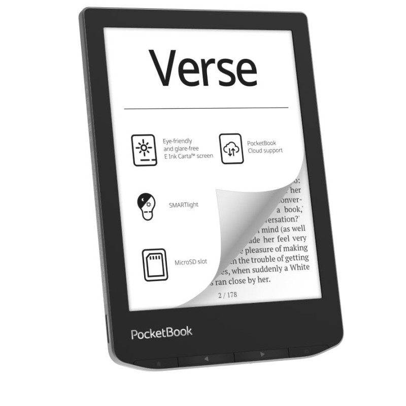 7640152097041E-Reader|POCKETBOOK|Verse|6"|1024x758|1xUSB-C|Micro SD|Wireless LAN|Grey|PB629-M-WW
