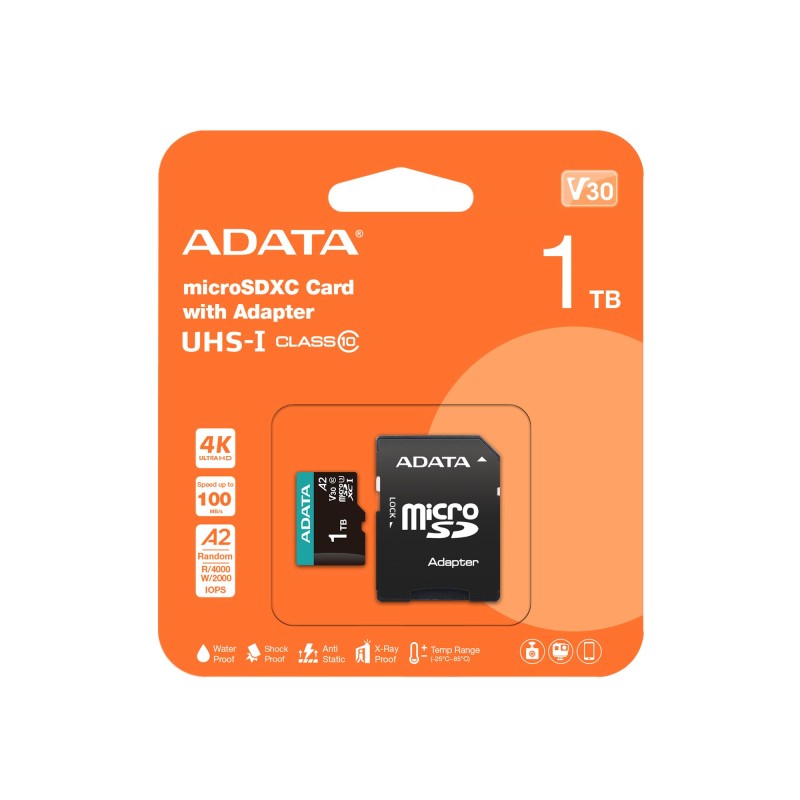 4711085945273MEMORY MICRO SDXC 1TB W/AD./AUSDX1TUI3V30SA2-RA1 ADATA