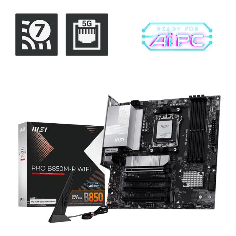 4711377350181Mainboard|MSI|AMD B850|SAM5|Micro-ATX|Memory DDR5|Memory slots 4|PROB850M-PWIFI