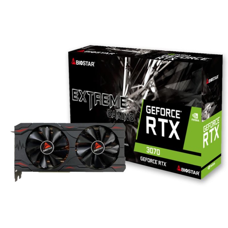 4712960686632Graphics Card|BIOSTAR|NVIDIA GeForce RTX 3070|8 GB|GDDR6|256 bit|PCIE 4.0 16x|GPU 1500 MHz|Dual Slot Fansink|1xHDMI|3xDisplayPor