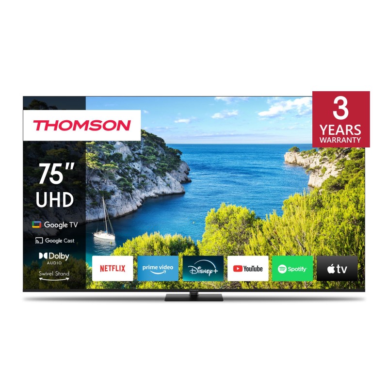 9120106662276TV Set|THOMSON|75"|4K/Smart|3840x2160|Wireless LAN|Bluetooth|Google TV|Black|75UG5C14