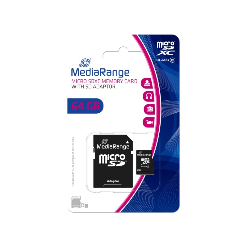 4260283113484MEMORY MICRO SDXC 64GB C10/W/ADAPTER MR955 MEDIARANGE