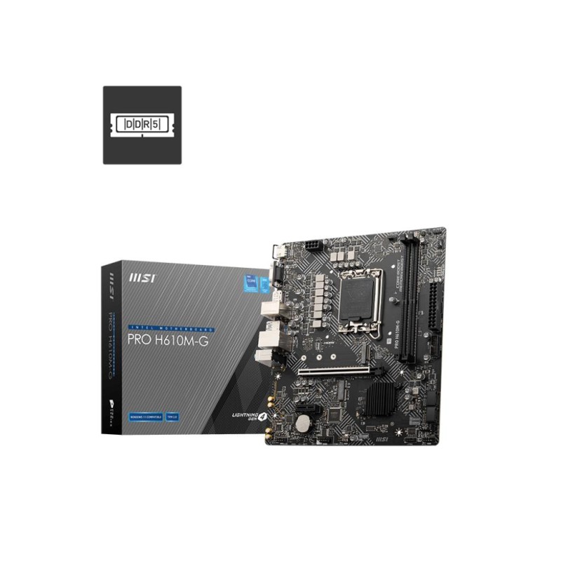 4719072942663Материнская плата MSI Intel H610 LGA 1700 micro ATX RAM DDR5-SDRAM 2xSlots 1xКомпьютерI Express x1 slots 1xКомпьютерI Express x1