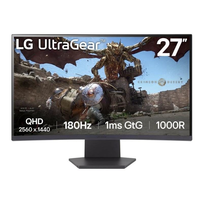 8806096090664LCD Monitor LG 27GS60QC-B 27" Gaming Curved Panel VA 2560x1440 16:9 180 Hz Matte 1 ms Tilt Colour Black 27GS60QC-B