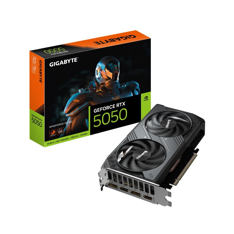 4719331356743Graafikakaart GIGABYTE NVIDIA GeForce RTX 5050 8 GB GDDR6 128 bit ArvutiIE 5.0 16x GPU 2587 MHz Dual Slot Fansink GV-N5050WF2OC-