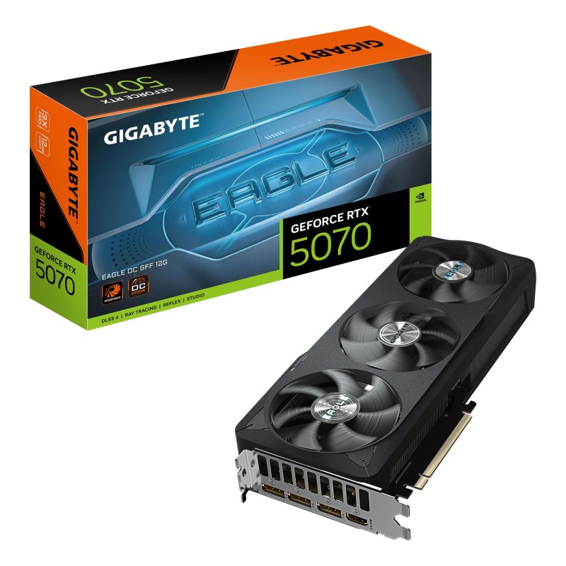 4719331355760Graafikakaart GIGABYTE NVIDIA GeForce RTX 5070 12 GB GDDR7 192 bit ArvutiIE 5.0 16x GPU 2587 MHz Triple slot Fansink 1xHDMI 3xDi