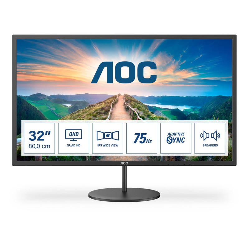 4038986119900LCD Monitor AOC Q32V4 31.5" Business Panel IPS 2560x1440 16:9 75Hz Matte 4 ms Kõlars Tilt Colour Black Q32V4