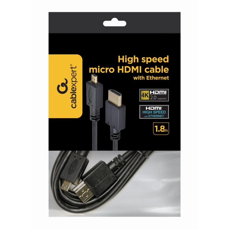 8716309072854CABLE HDMI-MICRO HDMI 1.8M/V.2.0 BLK CC-HDMID-6 GEMBIRD