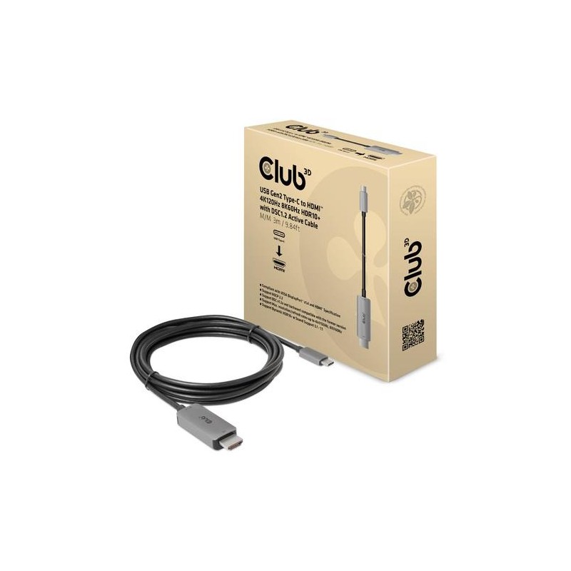 8719214472351CABLE USB-C TO HDMI 3M/M/M CAC-1587 CLUB3D