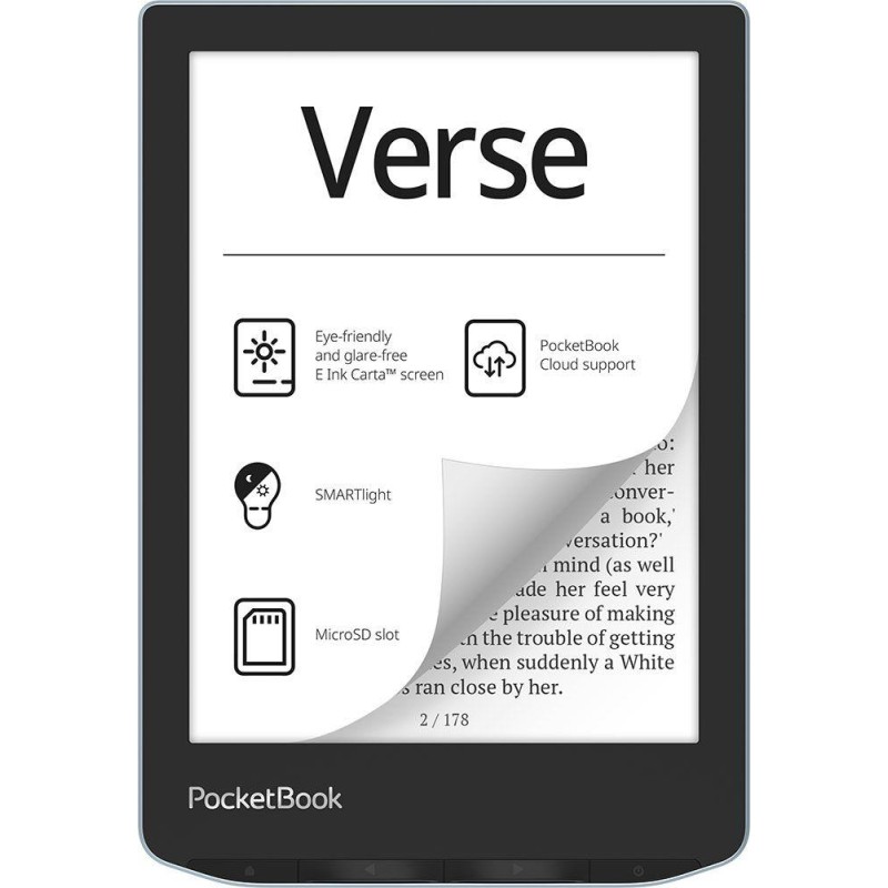 7640152097058E-Reader POCKETBOOK Verse 6" 1024x758 1xUSB-C Micro SD Wireless LAN Blue PB629-2-WW