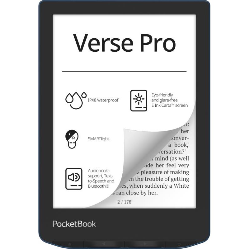 7640152094965E-Reader POCKETBOOK Verse Pro 6" 1072x1448 1xUSB-C Wireless LAN Bluetooth Azure PB634-A-WW