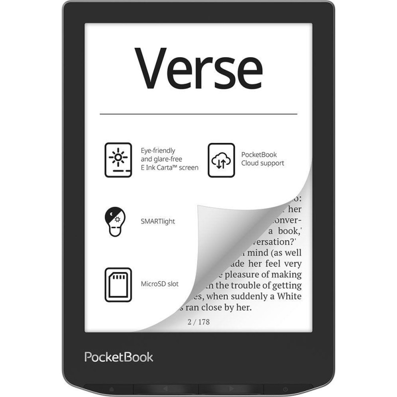 7640152097041E-Reader|POCKETBOOK|Verse|6"|1024x758|1xUSB-C|Micro SD|Wireless LAN|Grey|PB629-M-WW