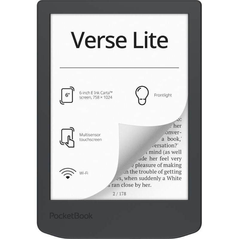 7640152097584E-Reader POCKETBOOK Verse Lite 619 6' 6" 1024x758 1xUSB-C Wireless LAN Grey PB619-T-WW