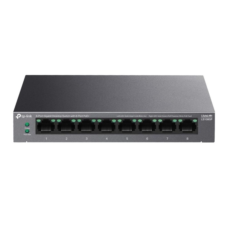 4895252505986Сетевой коммутатор TP-LINK LS108GP PoE+ ports 8 LS108GP
