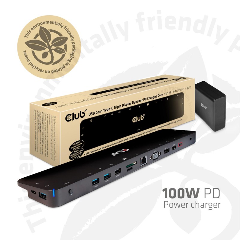8719214471866NB ACC DOCKING STATION USB-C 100W CLUB3D