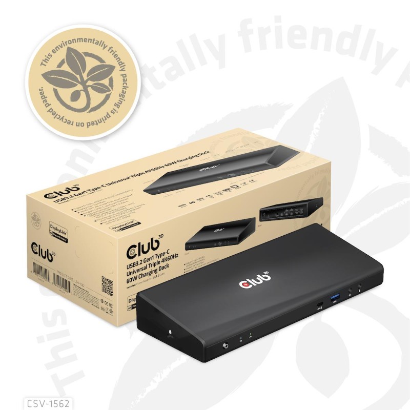 8719214471293NB ACC DOCKING STATION USB-C 60W CLUB3D