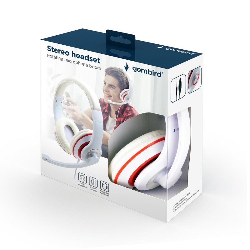 8716309113670HEADSET STEREO WHITE GEMBIRD