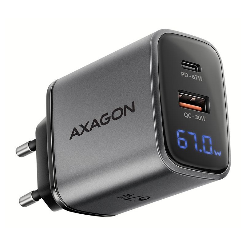8595247909145MOBILE CHARGER WALL USB 67W GAN 2PORT AXAGON