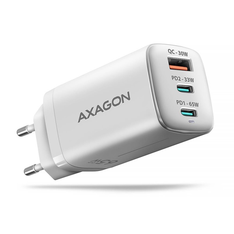 8595247908216MOBILE CHARGER WALL USB 65W GAN 3PORT AXAGON