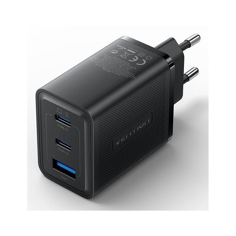 6922794782037MOBILE CHARGER WALL 65W USB 3P BLACK VENTION