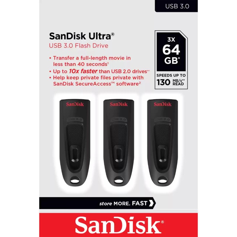 619659193515MEMORY DRIVE FLASH USB3 64GB 3PK SANDISK