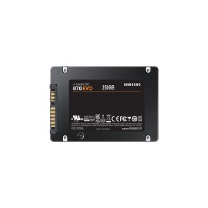 8806090545931SSD SAMSUNG 870 EVO 250GB SATA MLC Write speed 530 MBytes sec Read speed 560 MBytes sec 2,5" TBW 150 TB MTBF hours MZ-77