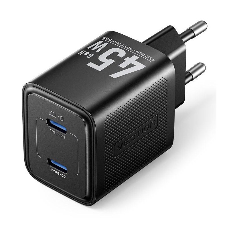 6922794790193MOBILE CHARGER WALL 45W USB-C 2P BLACK FEFB0-EU VENTION