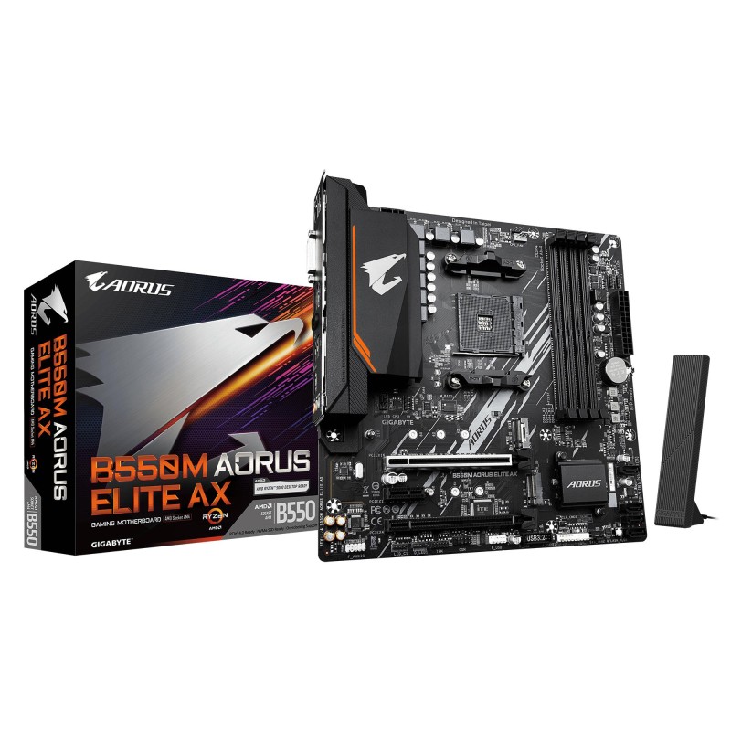 4719331855055Материнская плата GIGABYTE AMD B550 Socket AM4 micro ATX RAM DDR4-SDRAM 4xSlots Wi-Fi Yes Bluetooth Yes 2xNumber of M.2 (M) slot